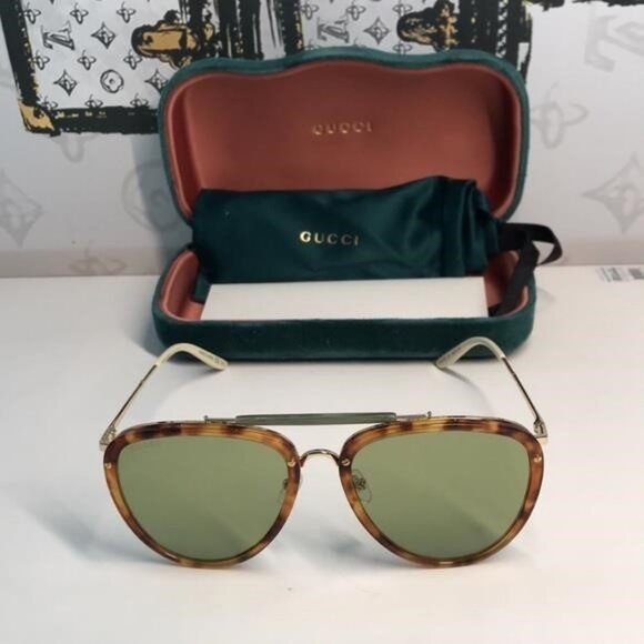 New ✨ Authentic Gucci GG0672S 003 Havana Aviator Sunglasses ✨ - Picture 5 of 11